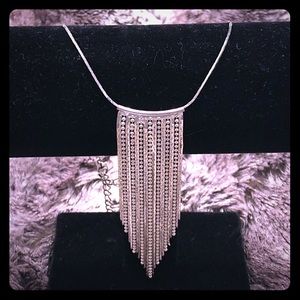 Adjustable silver tone fashion statement necklace